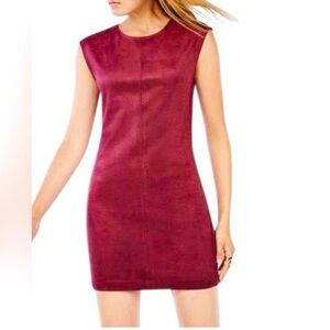BCBGMAXAZRIA Karlee Burgundy Faux Suede Mini Dress w/ Zippers Date Night Ready